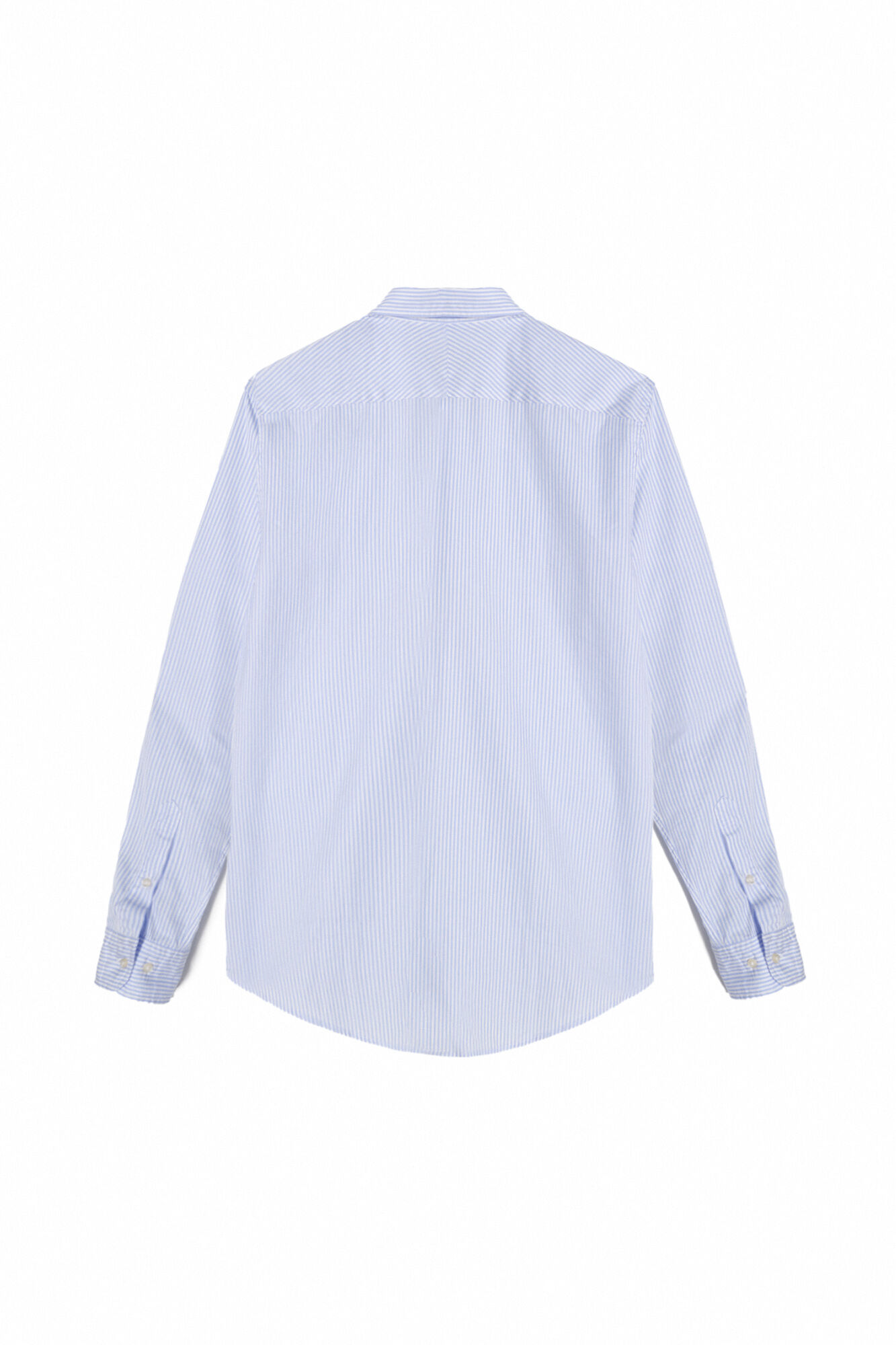 Camisa Slim de Manga Comprida com Mil Listras - Azul