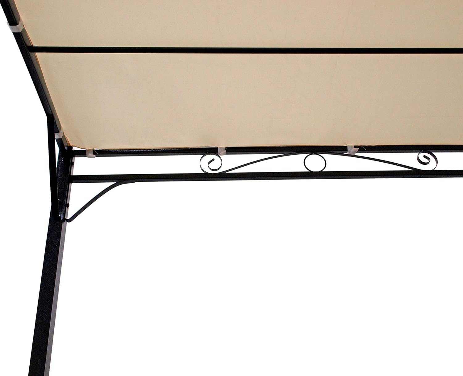 DEGAMO Anbaupavillon Terrassenpavillon Mantova-XL 300 x 300 cm, Stahlgestell schwarz, Dachplane wasserdicht ecrufarben