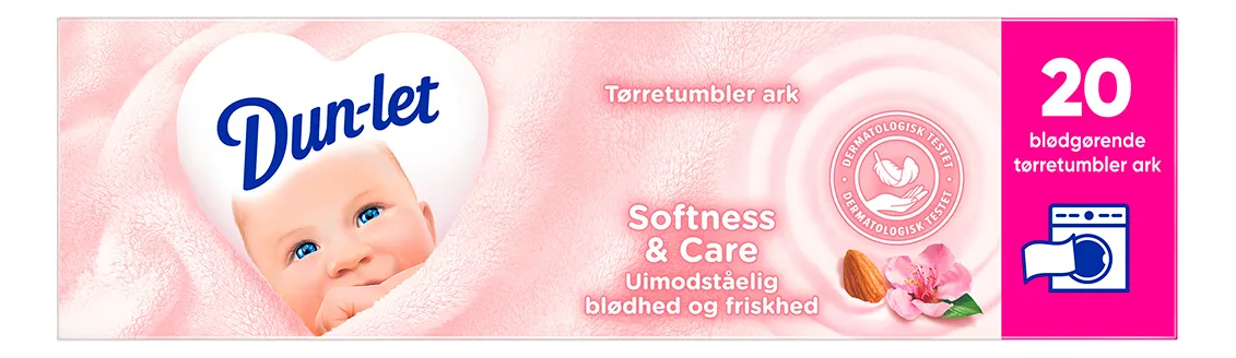 Dun-let Dryer sheets Softness & Care - 20 stk.