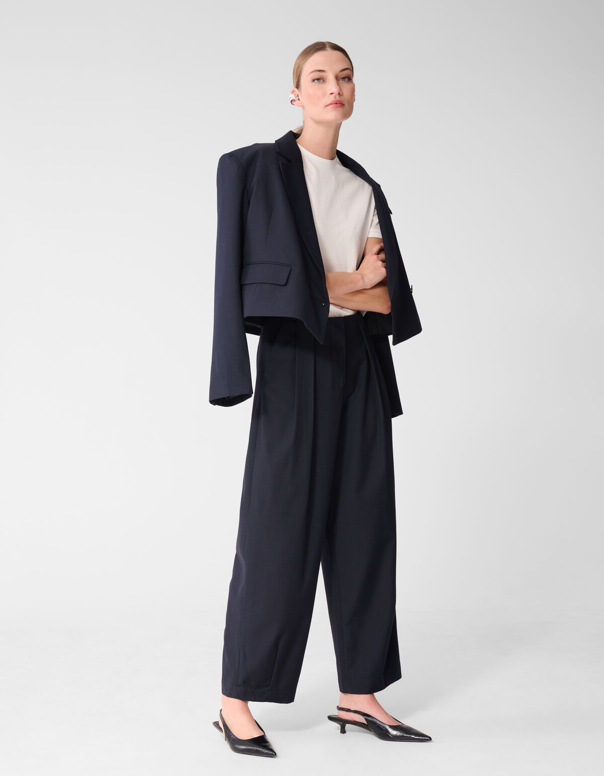 Pleated Broek Donkerblauw By Lonneke