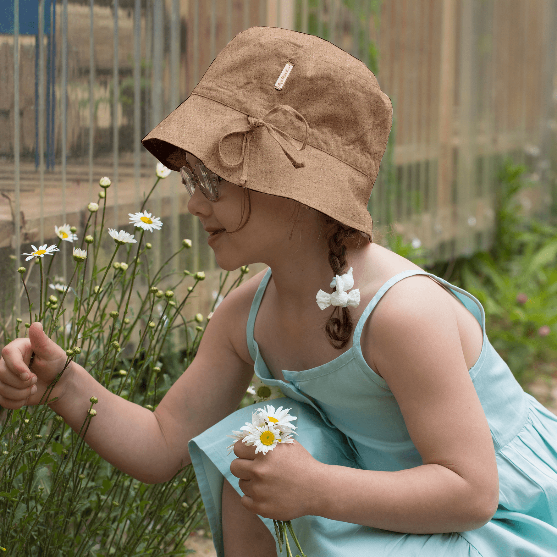 Chapeau De Soleil Enfant Gaze Pailletée Camel