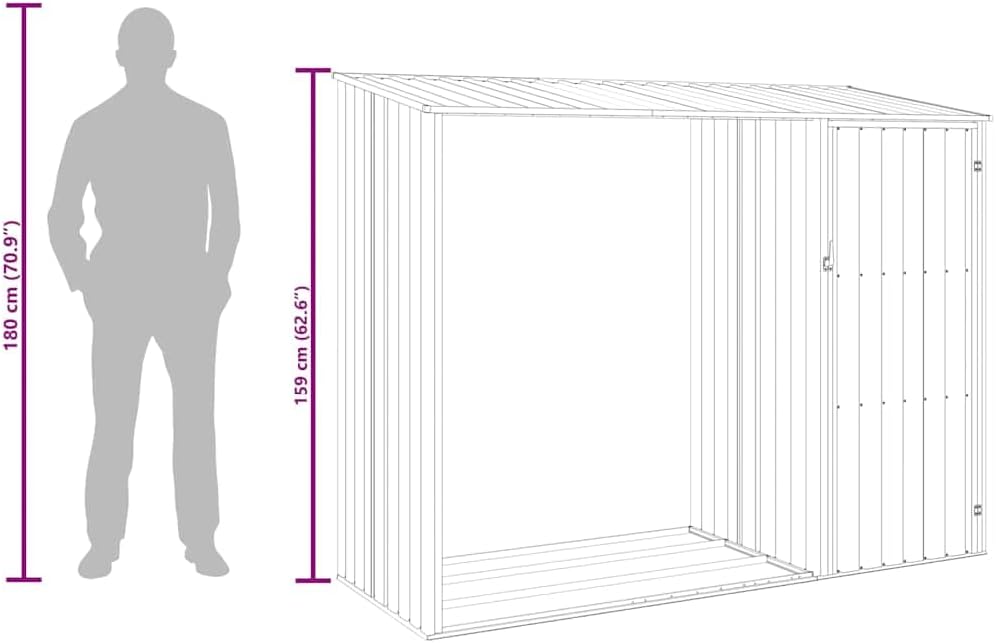 vidaXL Garten Brennholzlager Kaminholzunterstand Brennholzregal Unterstand Gerätehaus Gartenhaus Schuppen Grün 245x98x159cm Verzinkter Stahl