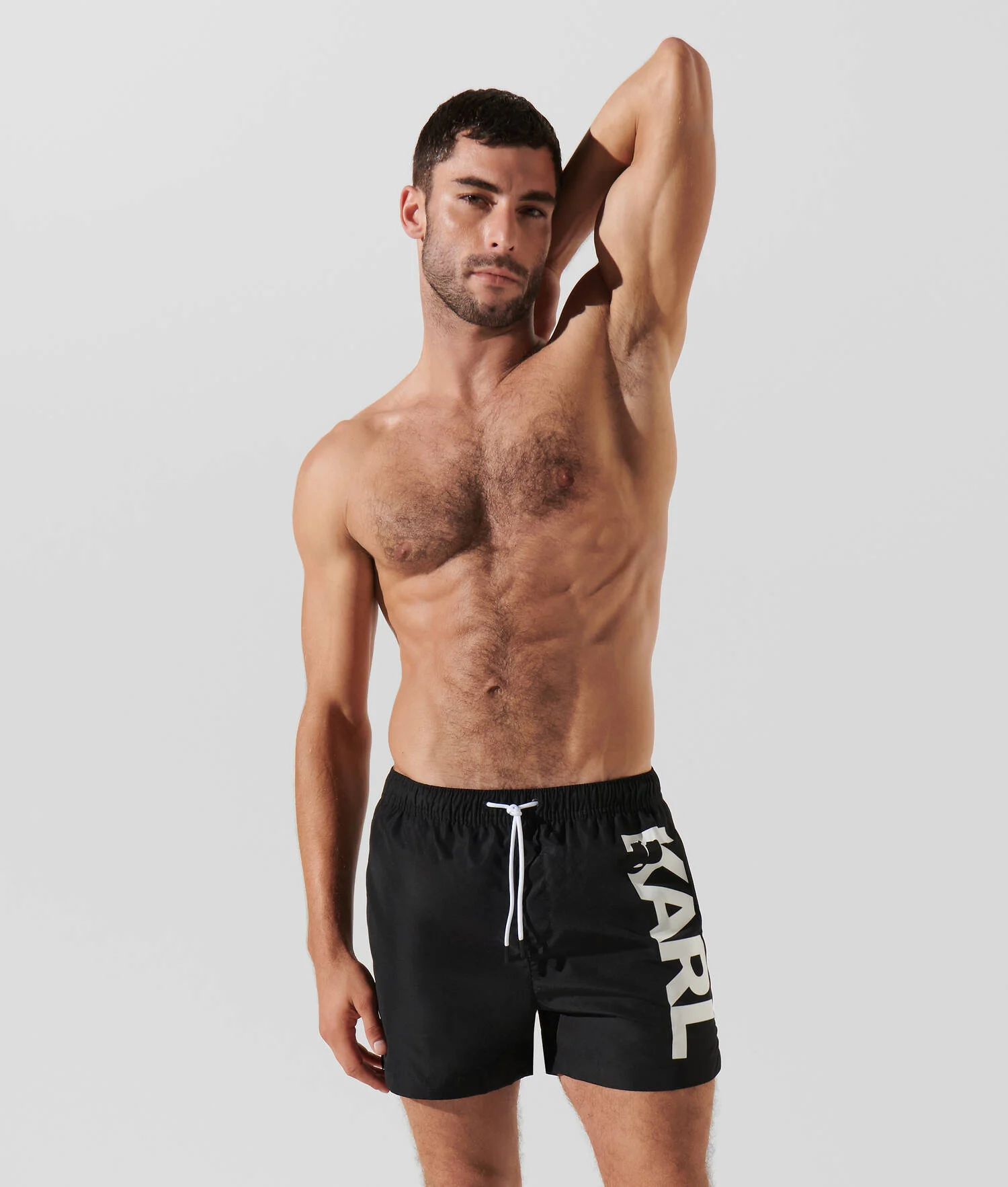 SHORT DE BAIN ORNÉ DU LOGO KARL - Noir