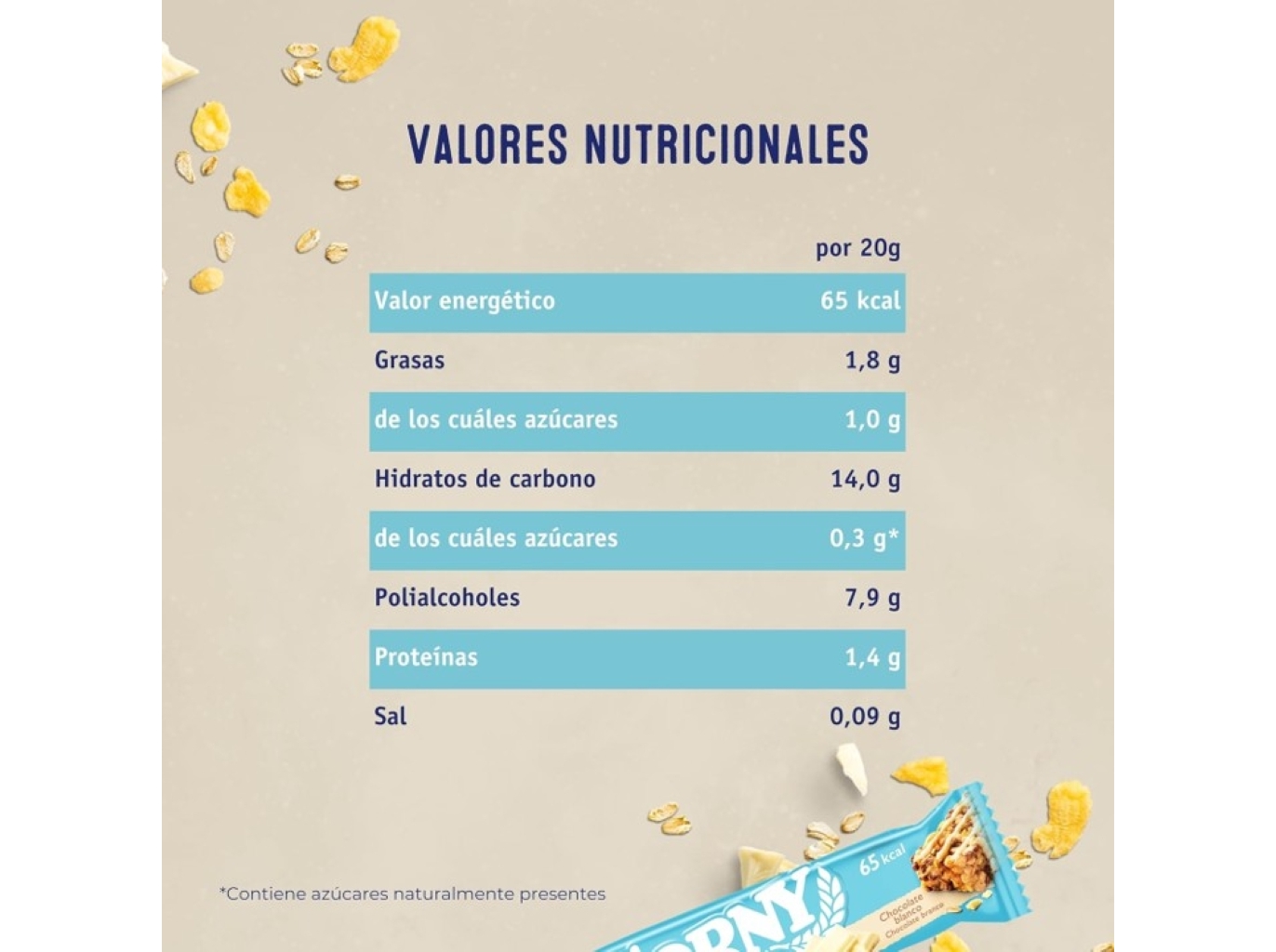 BARRAS CEREAIS CORNY 0% CHOCOLATE BRANCO 6X20G