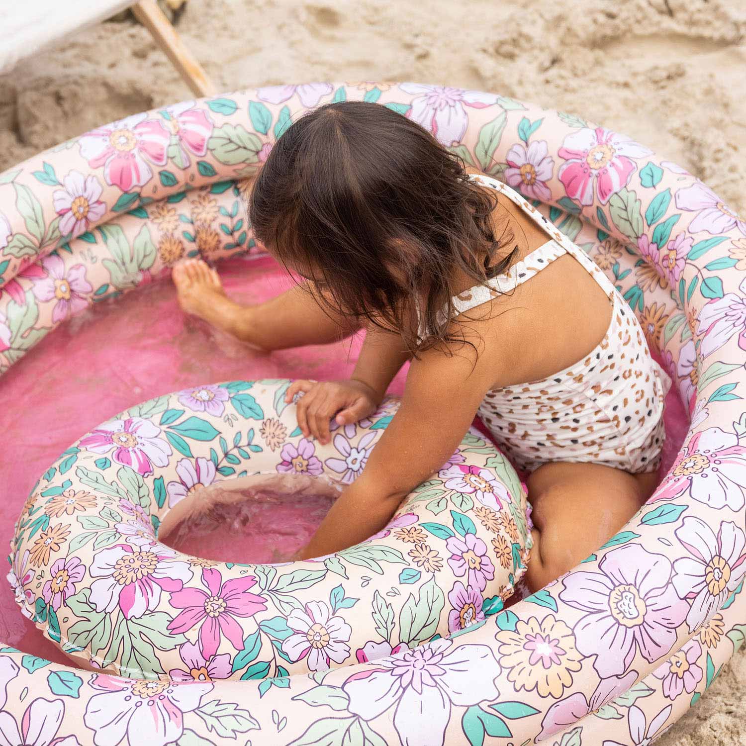 Swim Essentials Zwemring Roze Bloemen, 55cm
