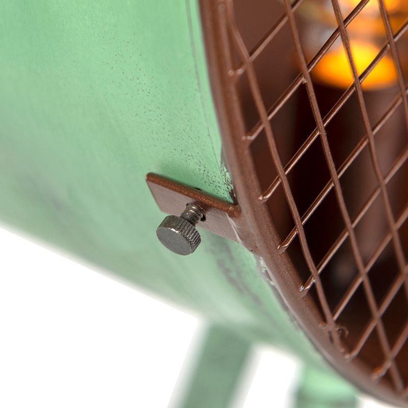 Vintage vloerlamp op bamboo driepoot groen met koper - Barrel