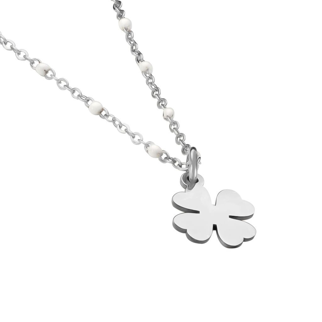 Collier Polka Argent Blanc