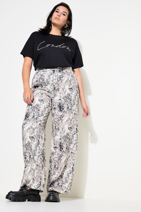 Hose, Wide Legs, High Waist, Snake-Print