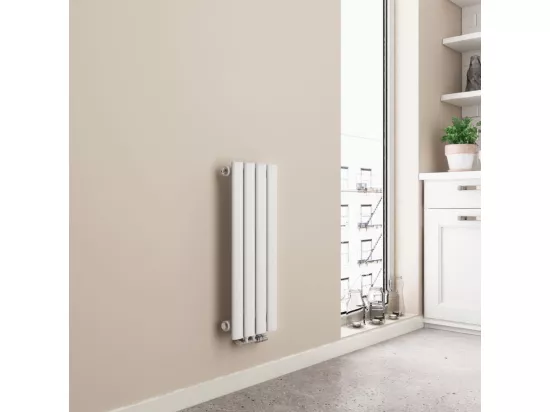 EMKE Radiateur eau chaude en acier Tube Rond Radiateur Mural Blanc 60x24cm 177W Seule Couche
