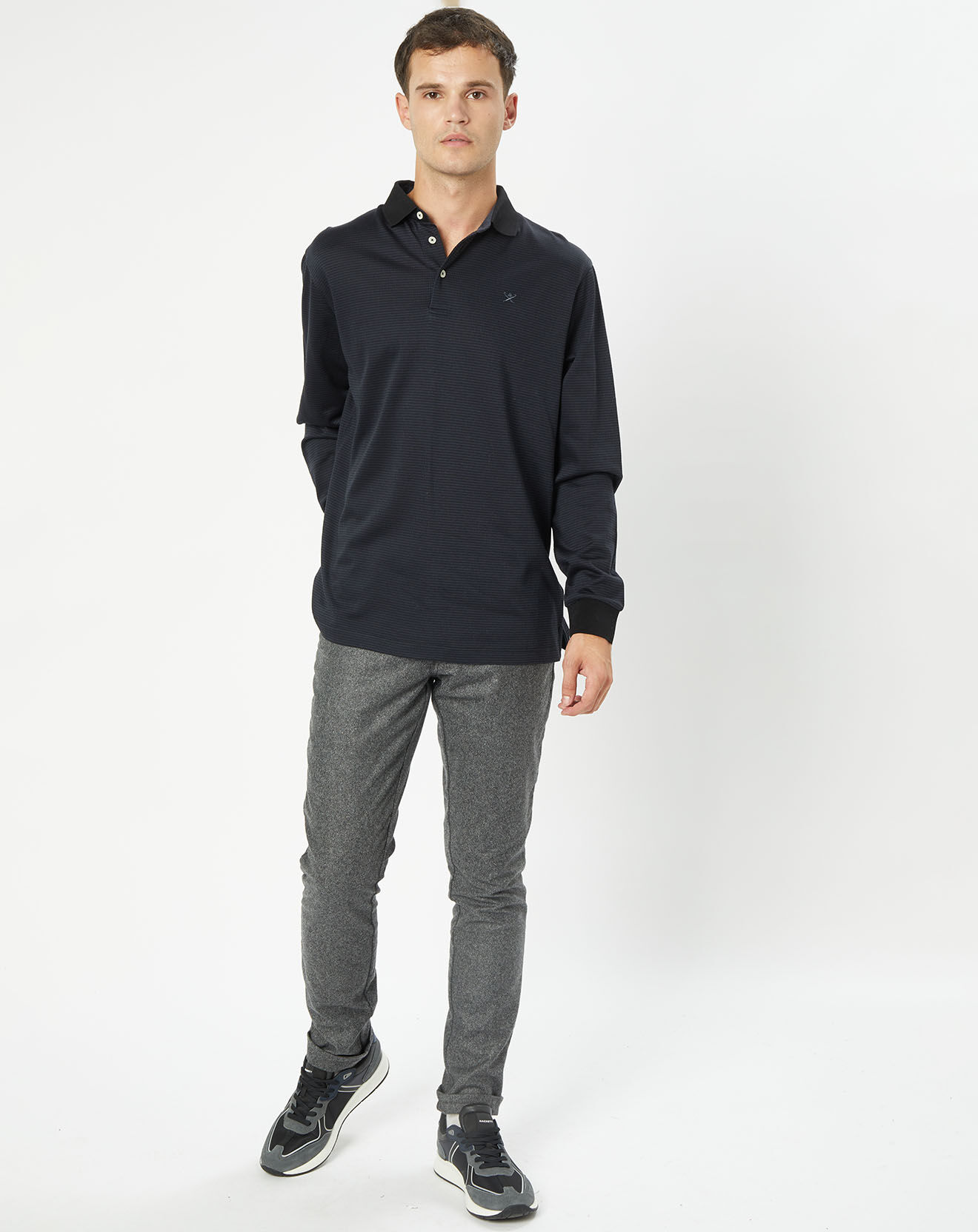 Hackett London Polo Classic Fit Pied-de-poule noir/bleu marine
