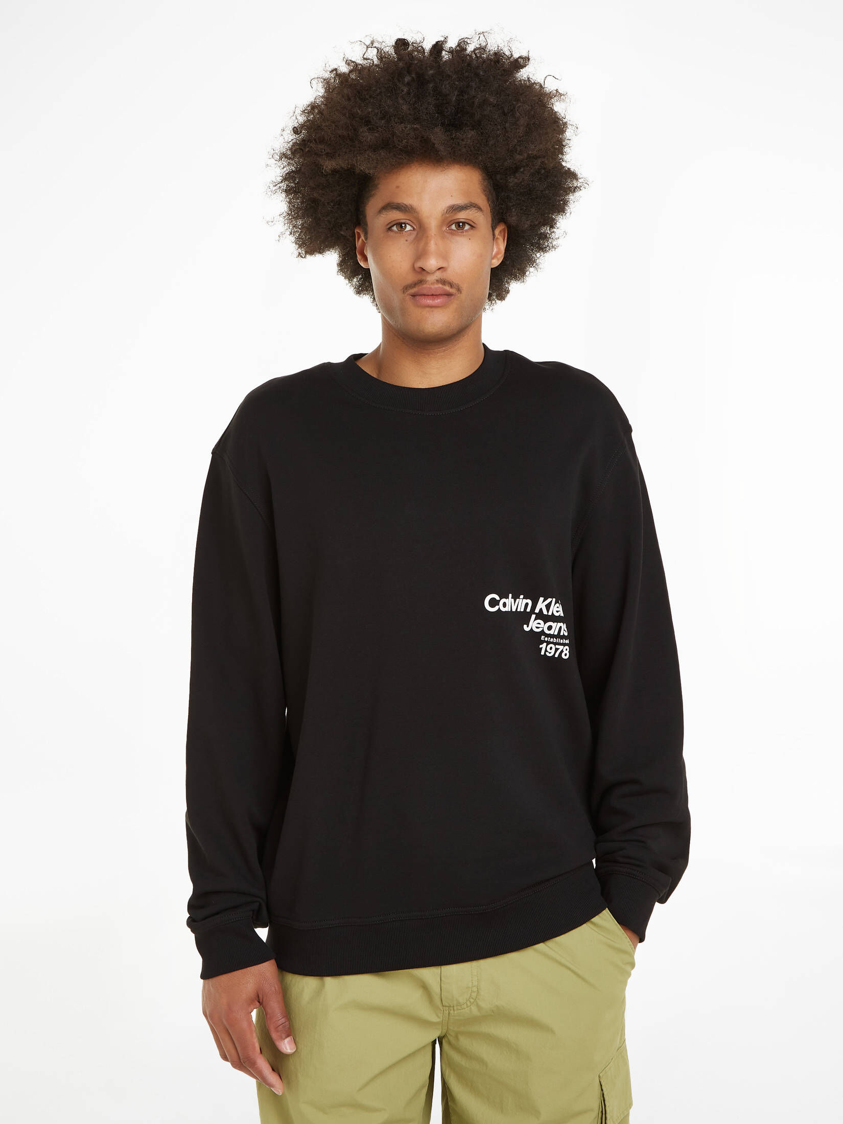 CALVIN KLEIN JEANS| Herren Sweatshirt DIFFUSED LOGO CREW NECK
