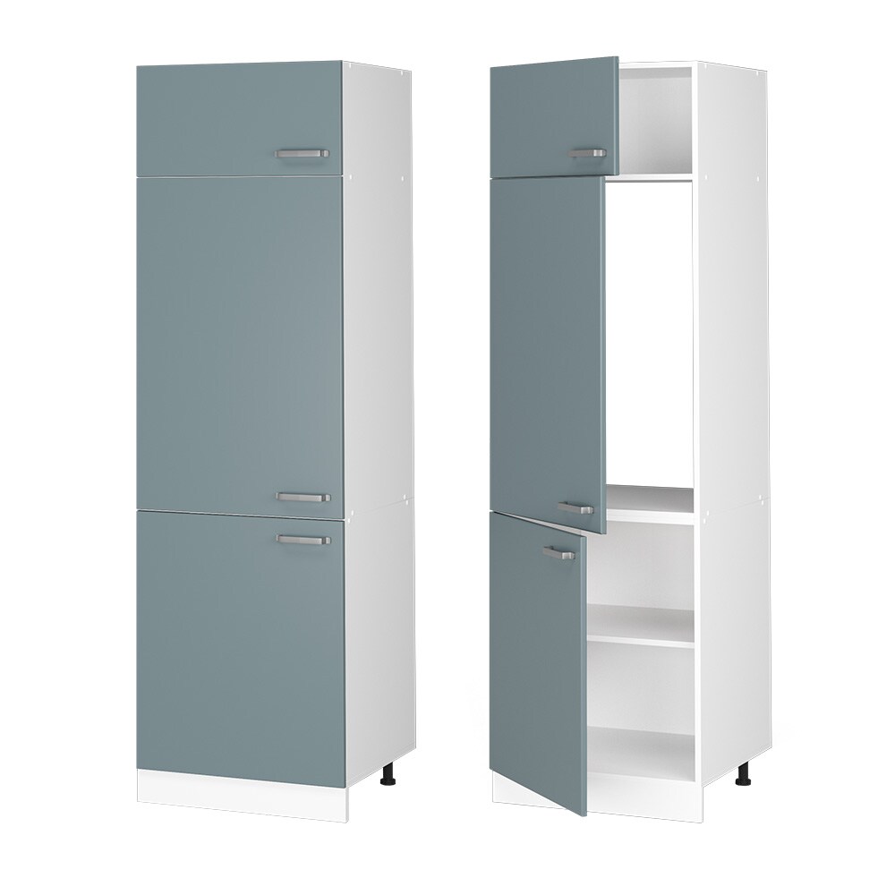Vicco Kühlumbauschrank Küchenschrank R-Line Solid Weiß Blau Grau 60 cm modern