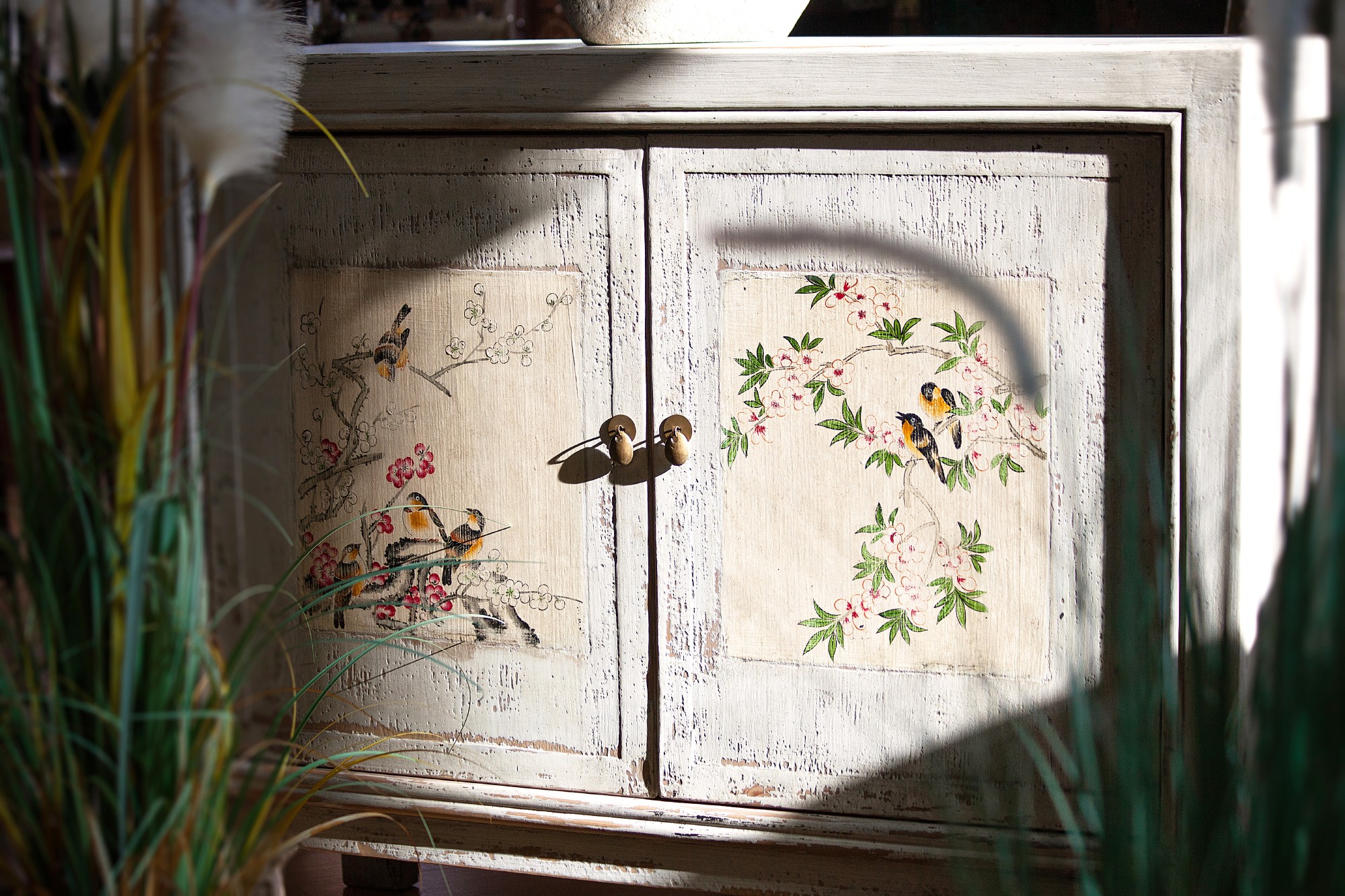 Sideboard 'Bo Jing' antik, 2 Türen, natur, T 42 cm, B 116 cm, H 96 cm von fischer's lagerhaus