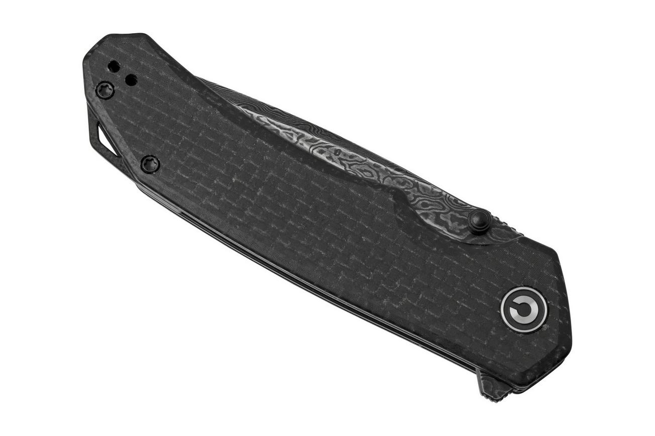 Civivi Brazen C2023DS-1 Damascus Droppoint, Black Coarse Micarta zakmes