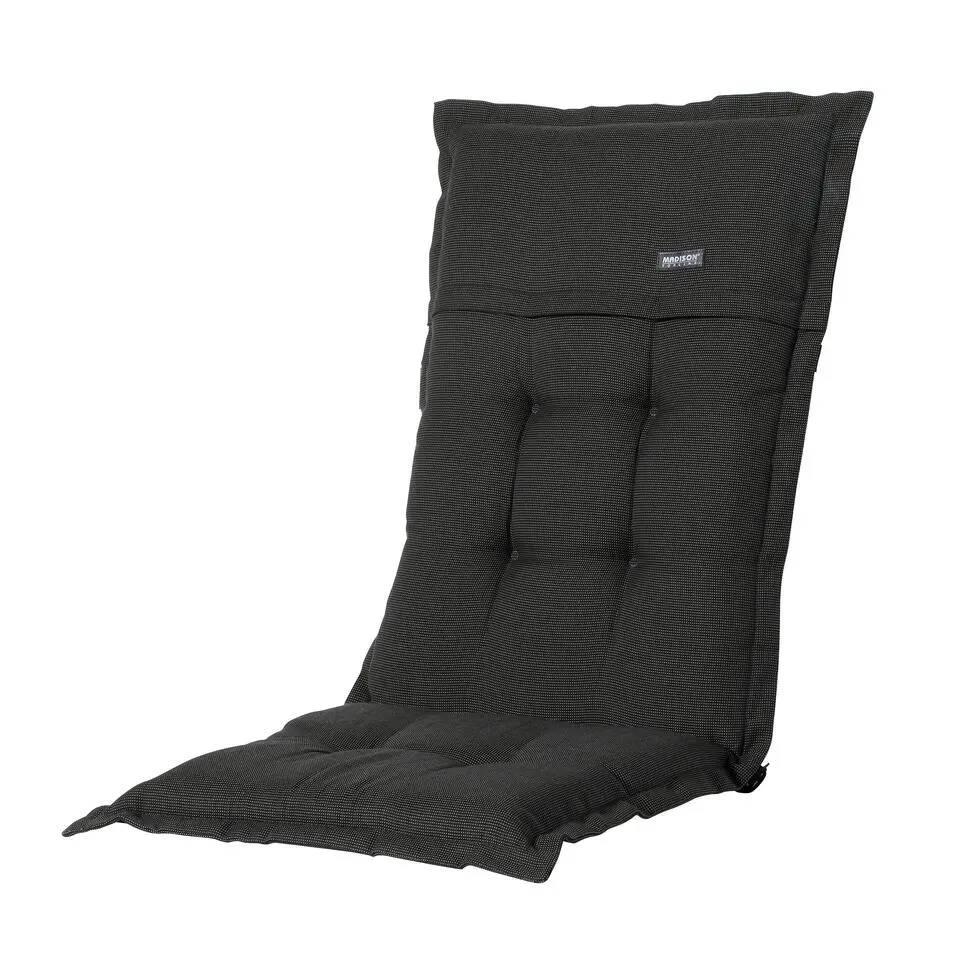 Madison - Tuinstoelkussen Lage Rug Rib black - Ca. 105x50 cm - Set van 4