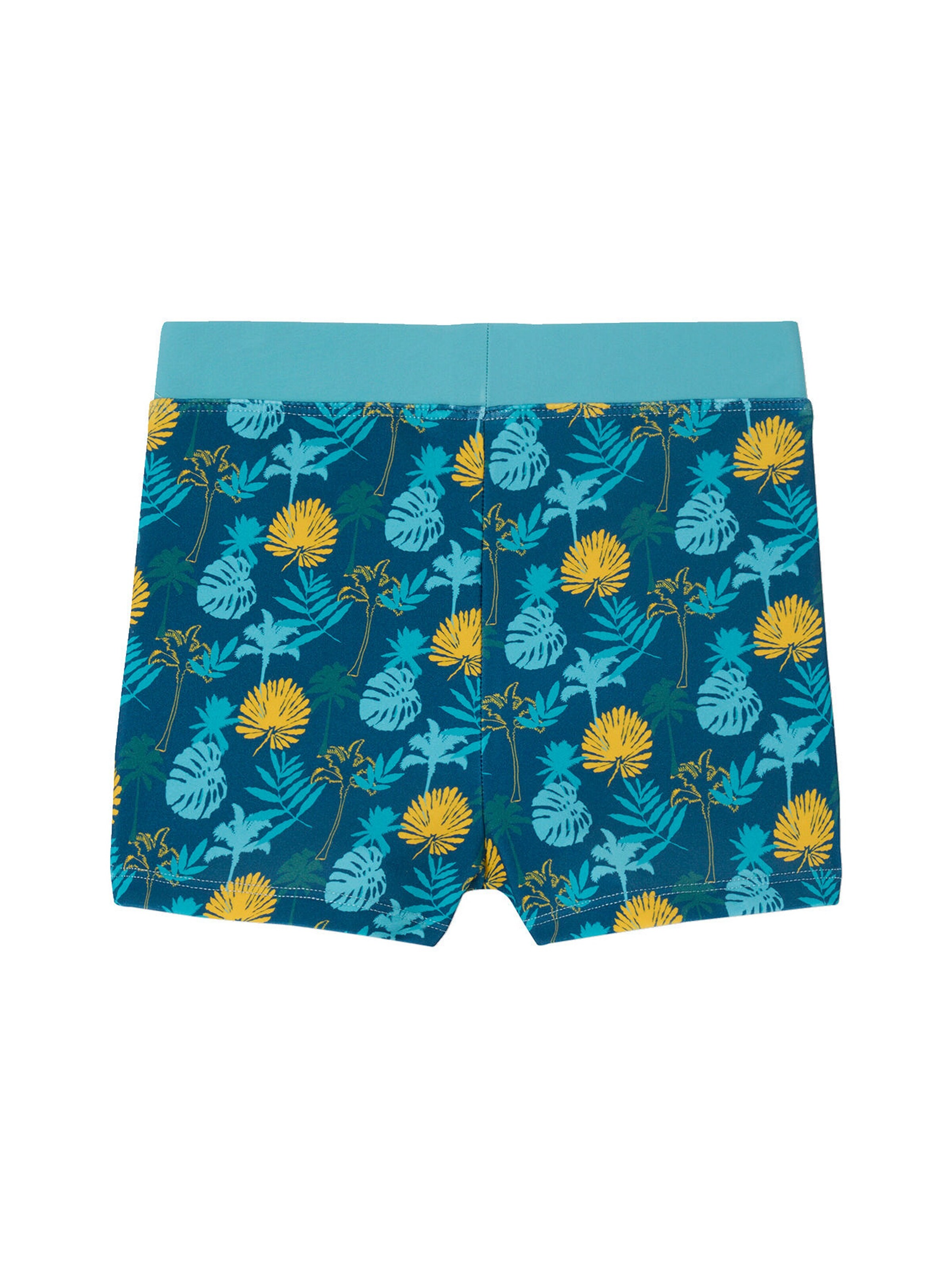 Vertbaudet Jungen Badehose mit tropischem Print tannengrün