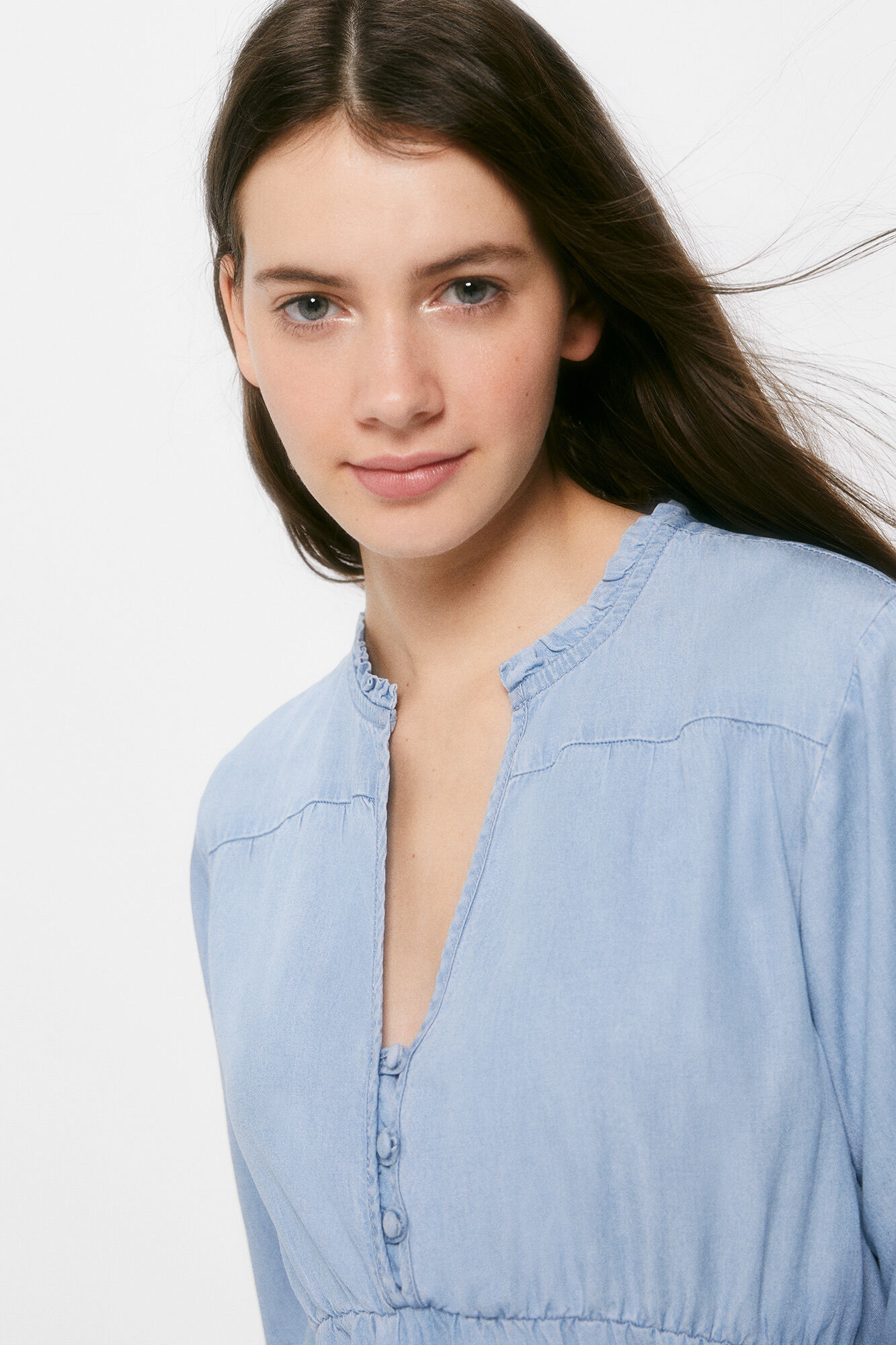Vestido jeans em tencel - Azul médio