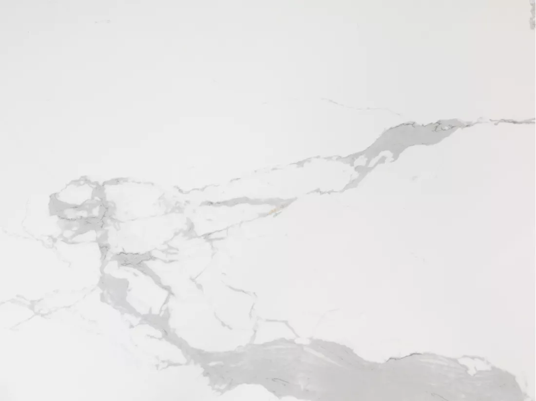 Table à manger extensible 4 à 8 personnes en céramique, verre trempé et métal - Effet marbre blanc et anthracite - COREMA de Maison Céphy