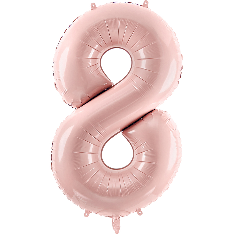 Partydeco Folienballon Zahl 8, hellrosa