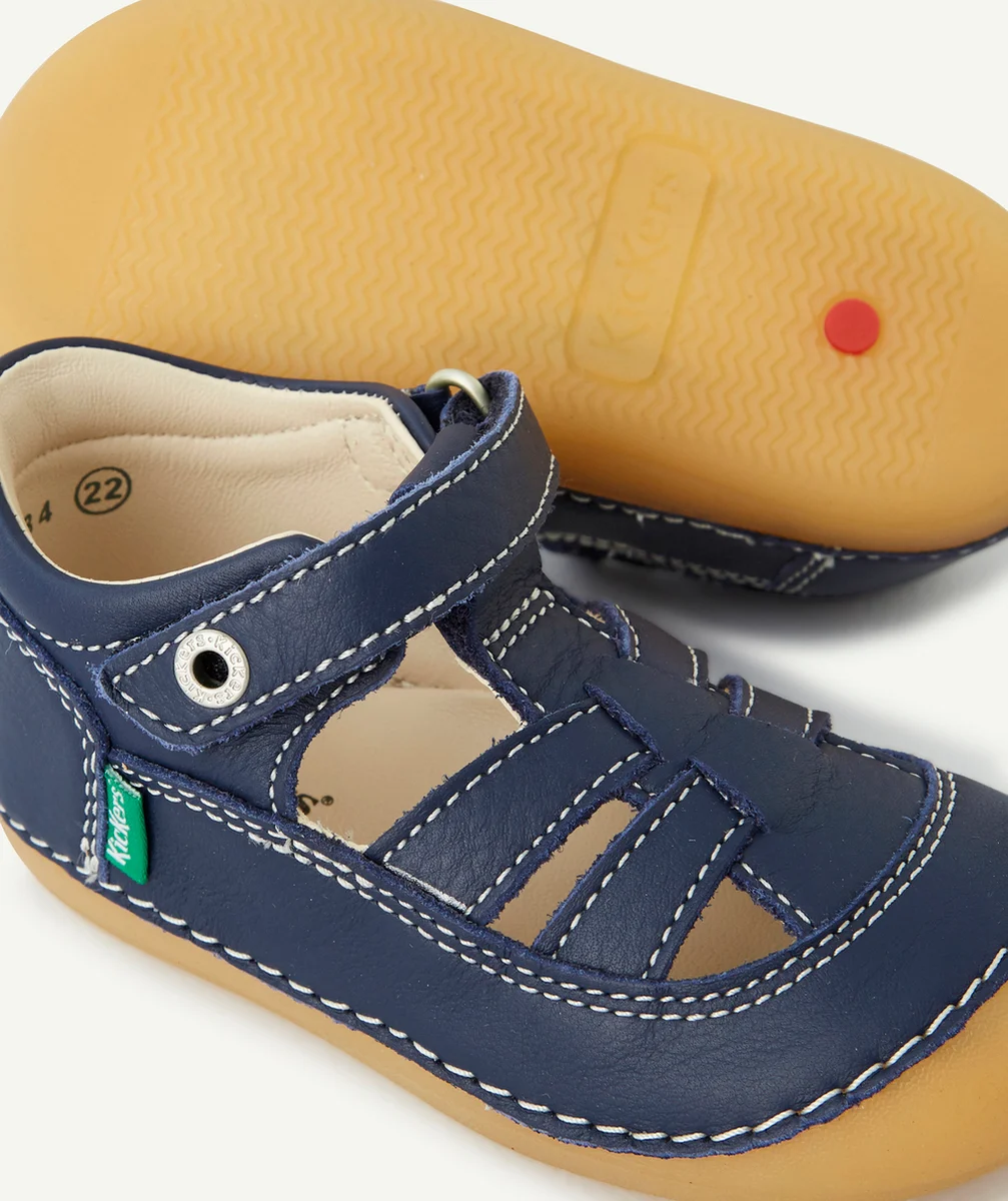 KICKERSSANDALES BÉBÉ EN CUIR BLEU MARINE