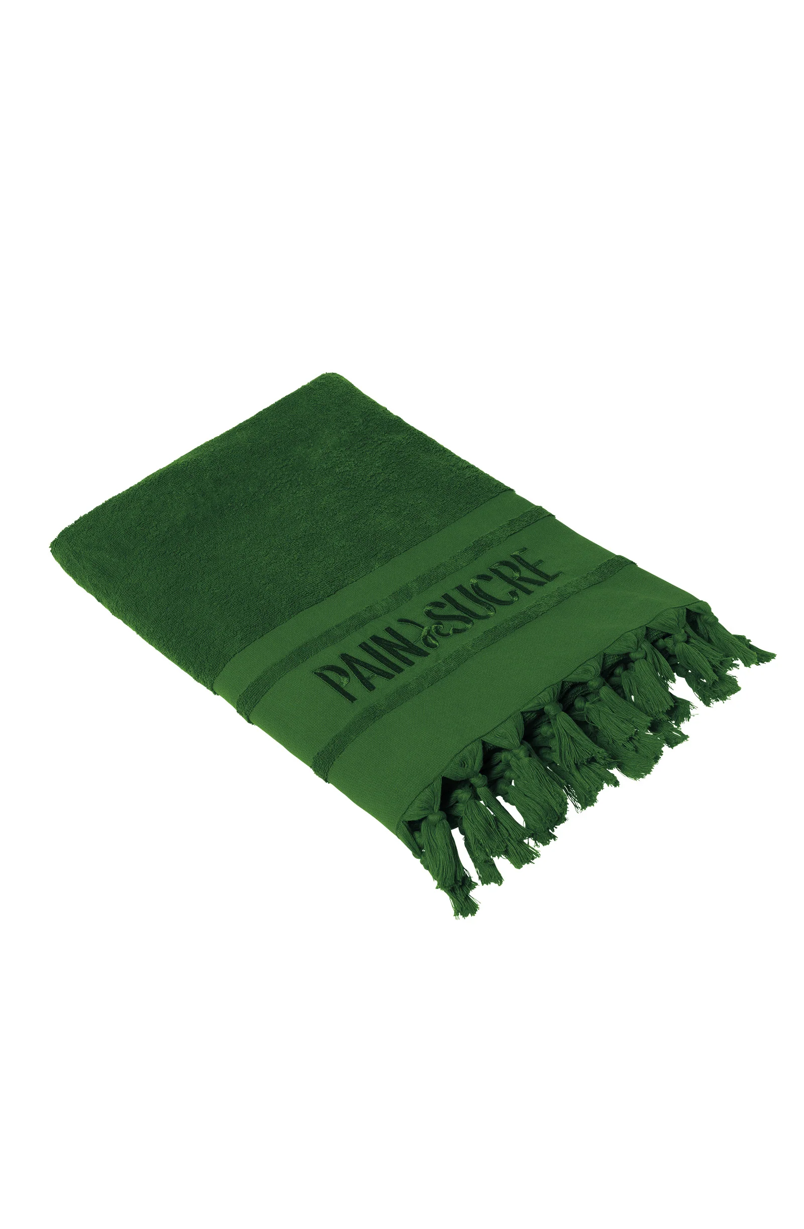 zaina Fouta en éponge brodée vert olive Vert olive