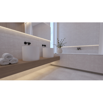 Wandtegel Brava natuursteen look 25 x 75 cm keramiek wit 1,69 m²