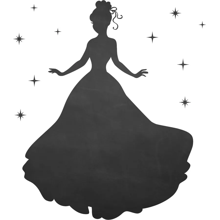 Nikima Wandtattoo 004 Prinzessin - selbstklebende Tafelfolie Kreidefolie inkl. 3 Stück Kreide schwarz