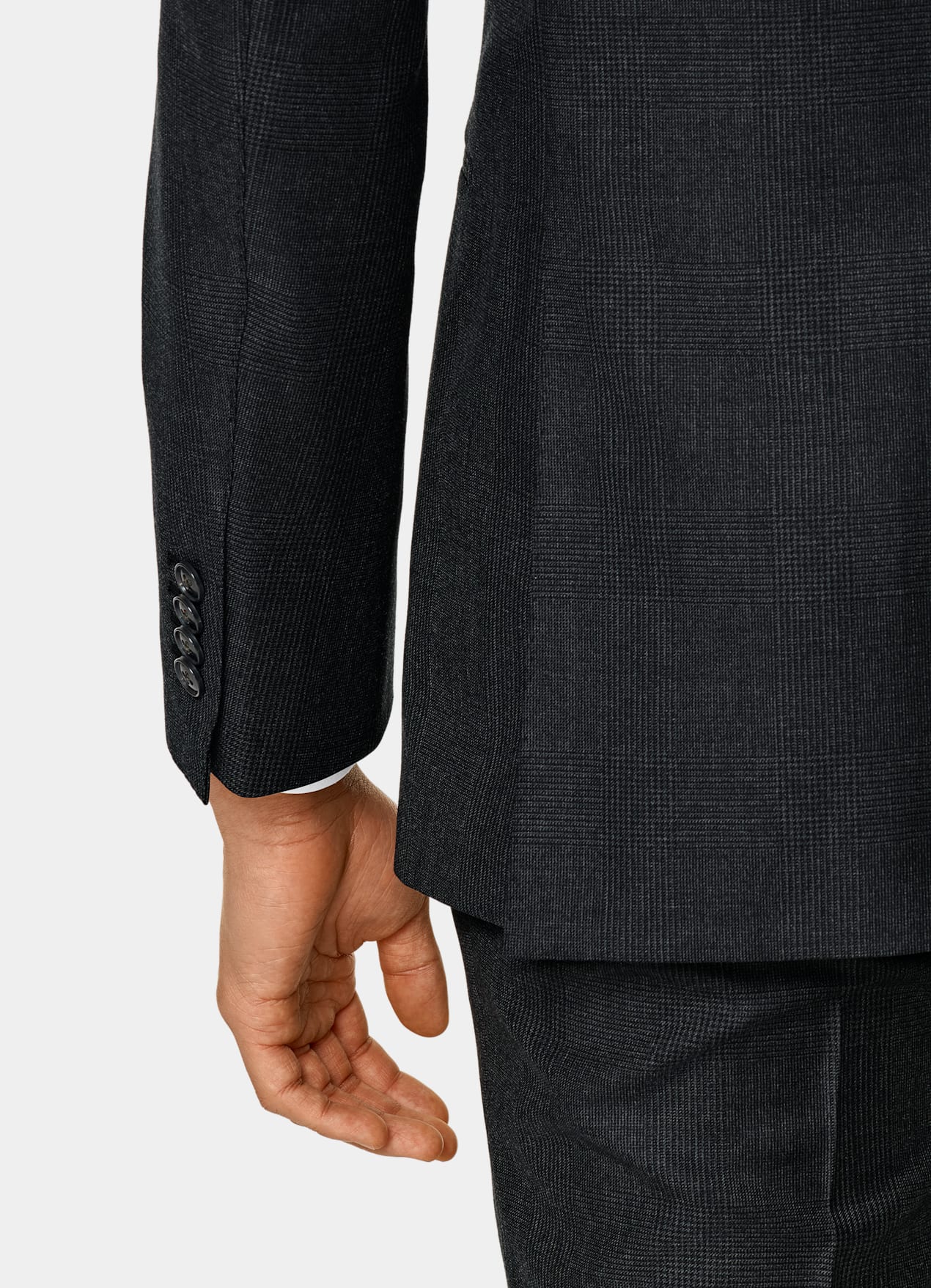 Costume Havana coupe Tailored gris foncé à carreaux