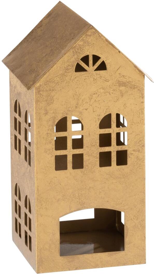 J-Line waxinelichthouder huis Alpha goud 15 x 14,5 x 28 cm