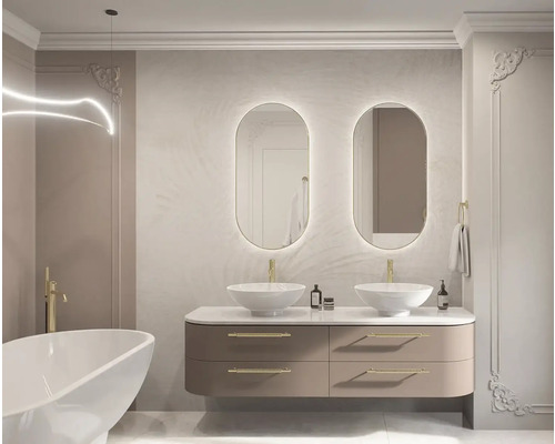 Badkamerspiegel Cordia OVAL LINE BACKLIGHT 50 x 100 cm goud IP 44