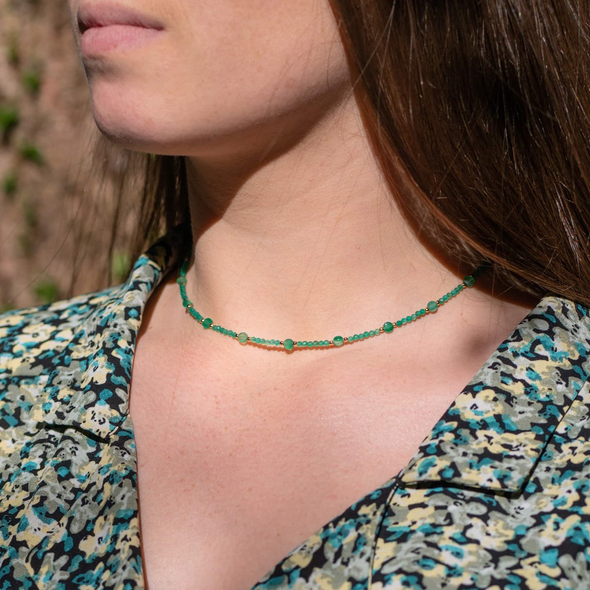 Collier Paloma en pierres Agate Verte