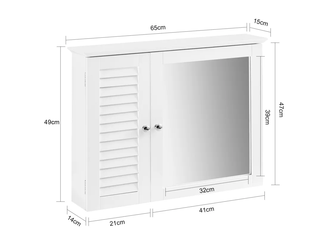 Armoire Miroir Meuble De Salle De Bain Avec Porte Meuble De Rangement Mural, BZr55-w