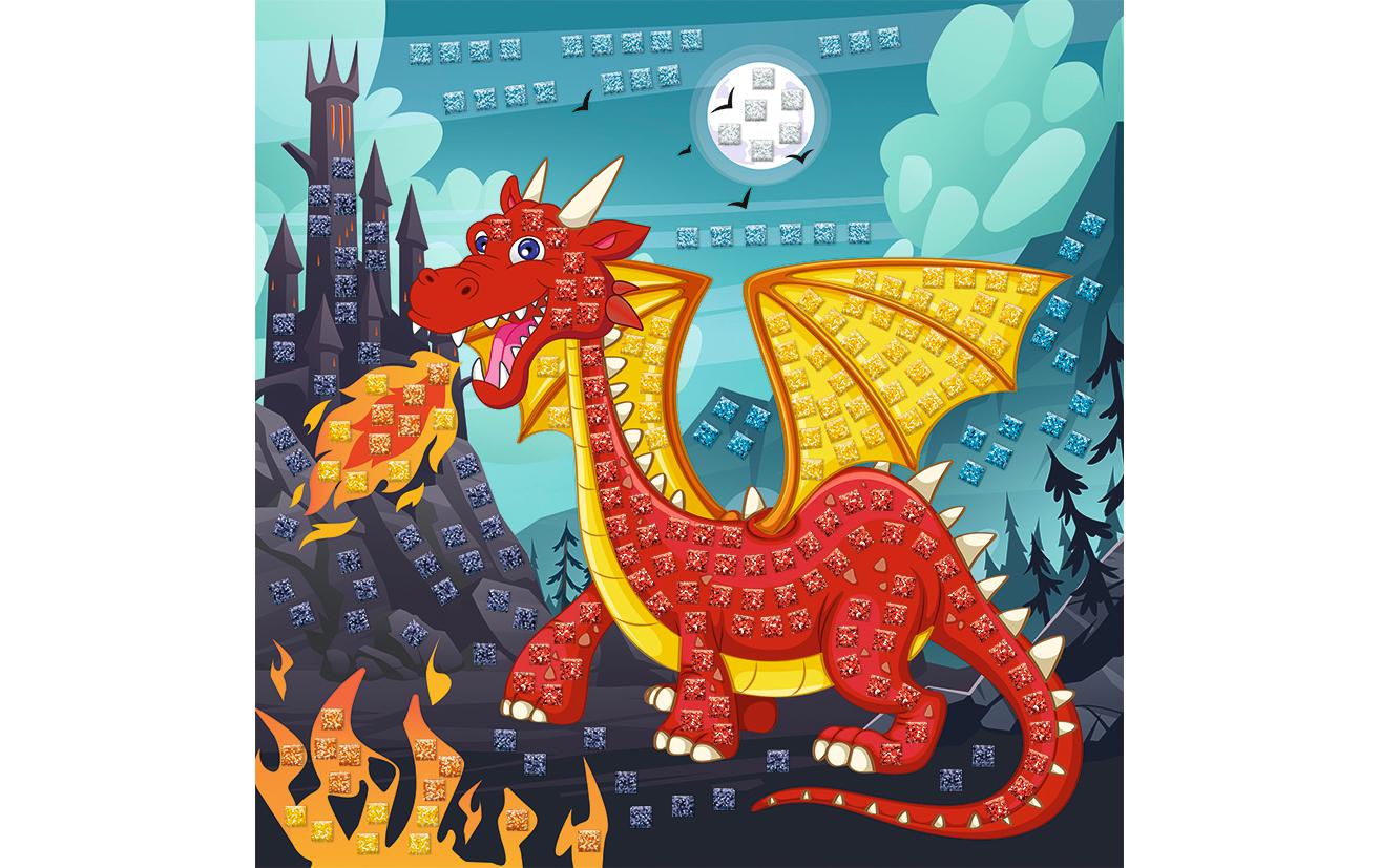 Moosgummi-Set Glitter Drache, MehrfarbigMoosgummi Mosaik