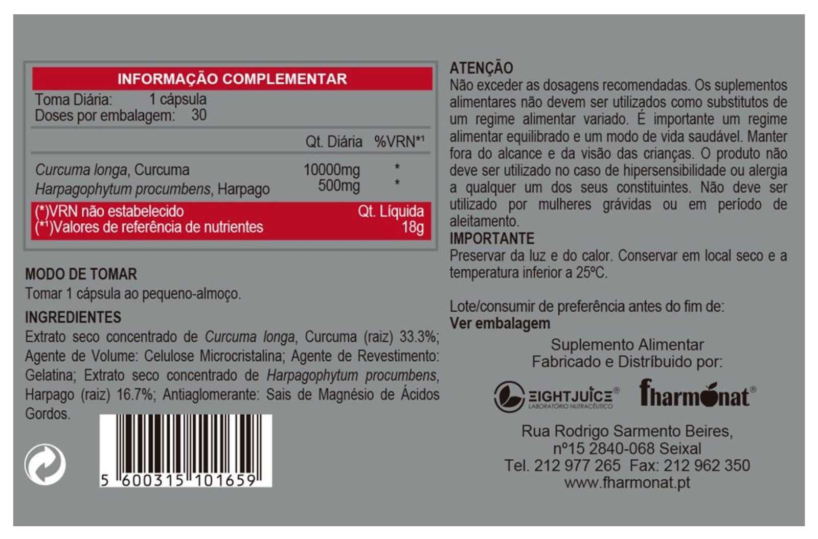 Fharmonat Biokygen Cúrcuma e Garra do Diabo 30 cápsulas