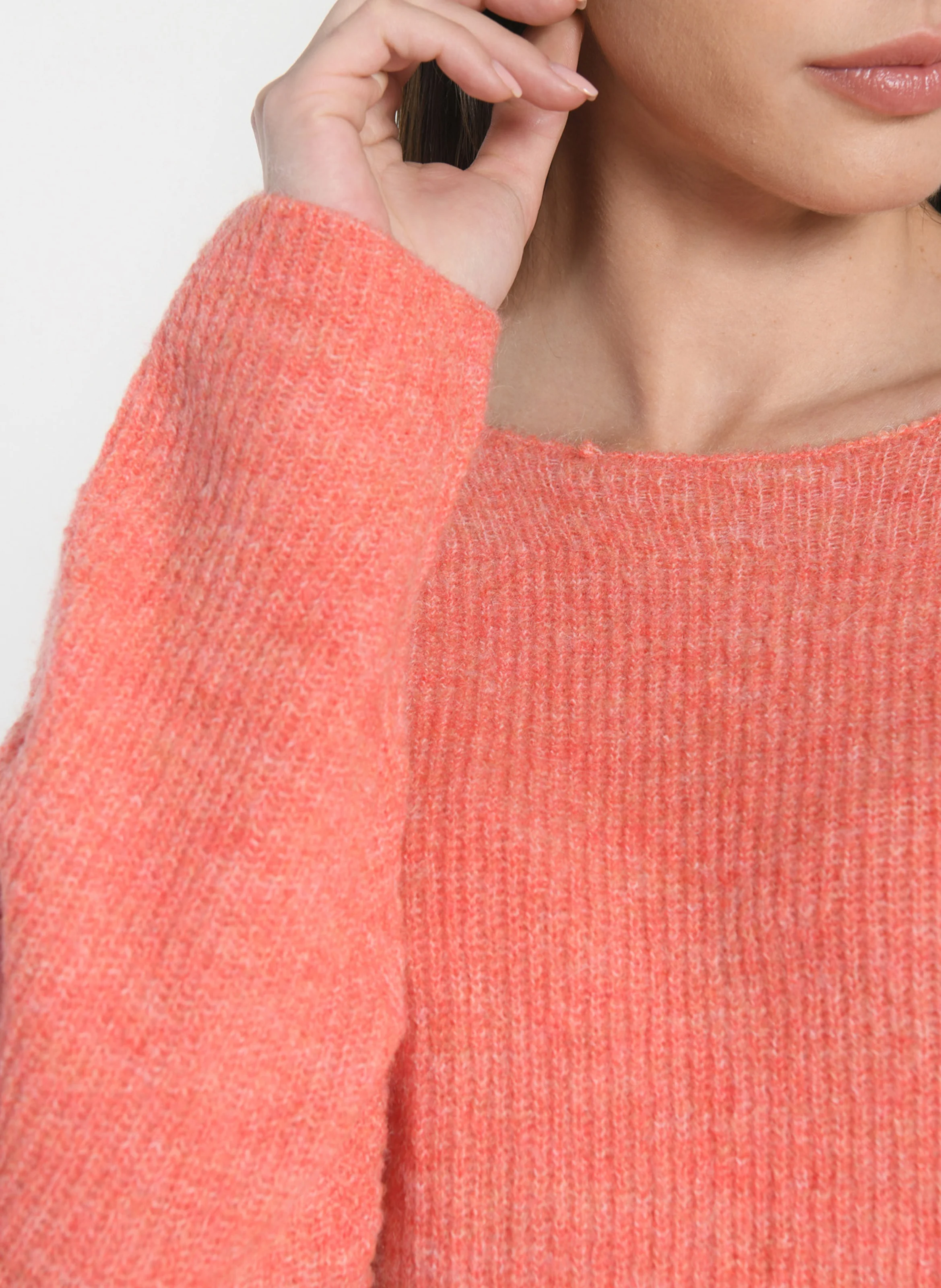 DANNA - Pull à col bateau en maille douce| Orange