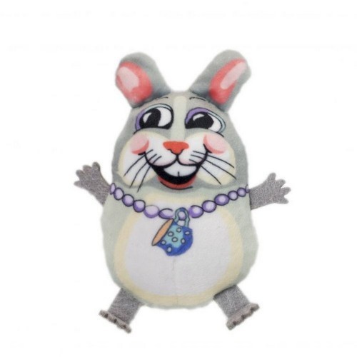 Coelho de pelúcia com catnip para gatos, cor cinza.