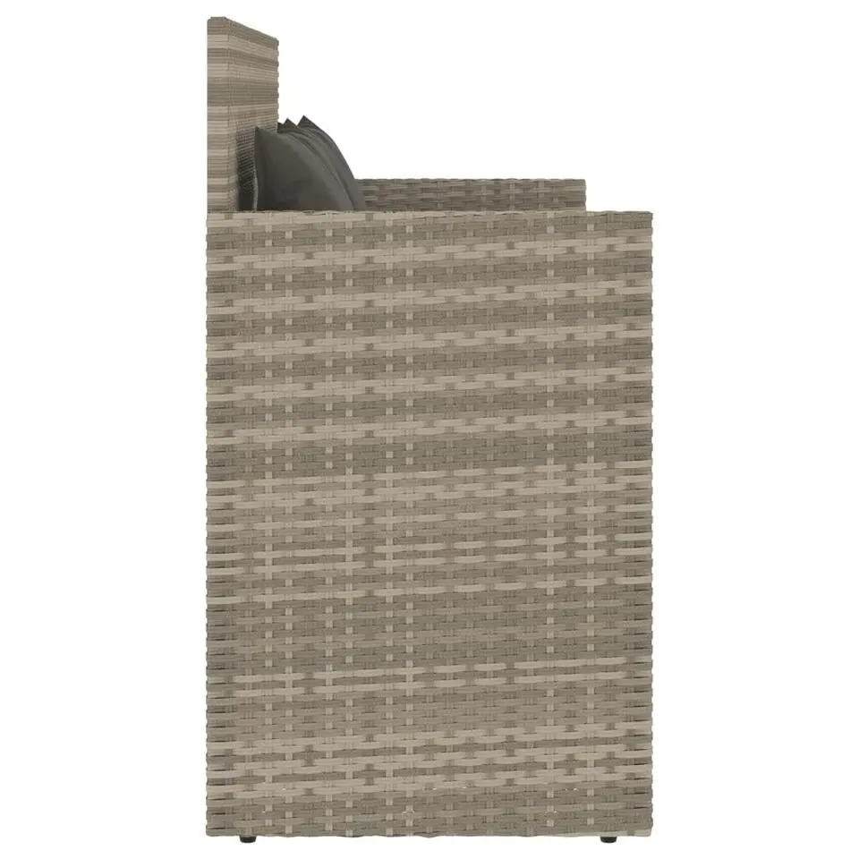 vidaXL - Tuinbank met kussens - Lichgrijs - Poly rattan - 120x50x90.5 cm