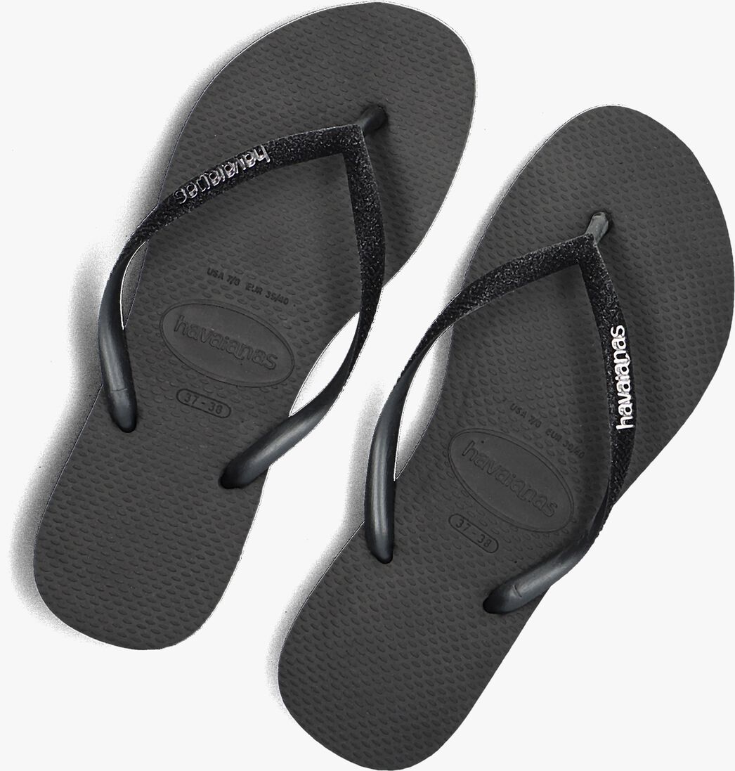 zwarte havaianas teenslippers slim glitter ii