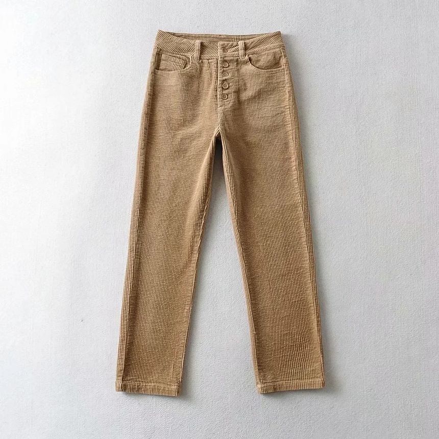 Florentine - Corduroy broek met hoge taille en rechte pijpen