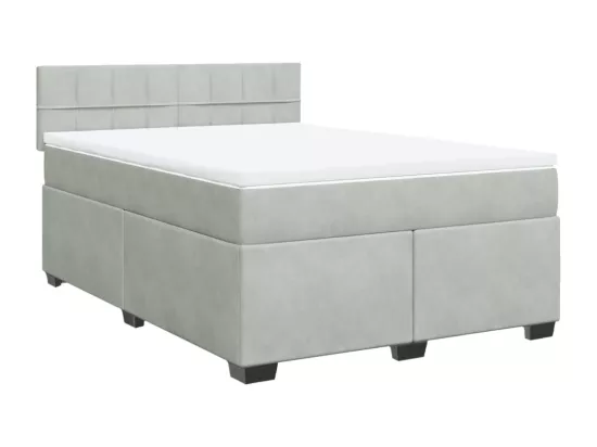 Sommier à lattes de lit et matelas Gris clair 160x200cm Velours