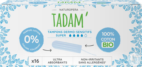 Tadam Tampons Dermo-Sensitifs Bio Super 16 Pièces