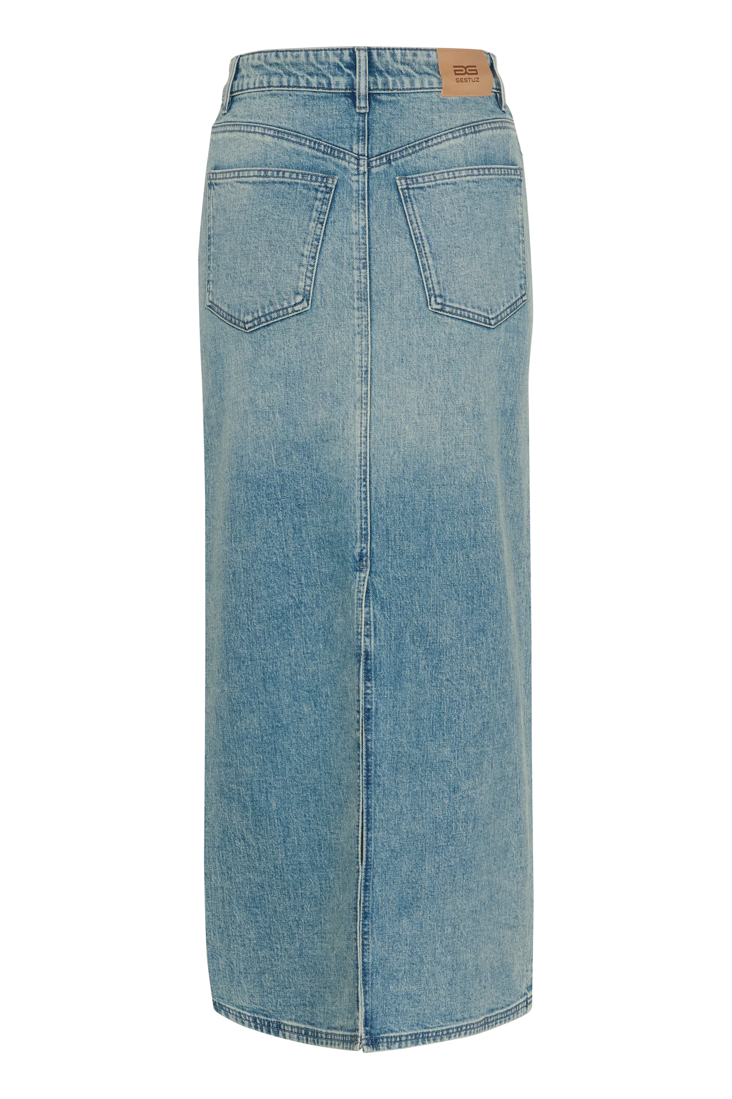 GESTUZ  ZorahGZ lang denimnederdel - Mid Blue Washed