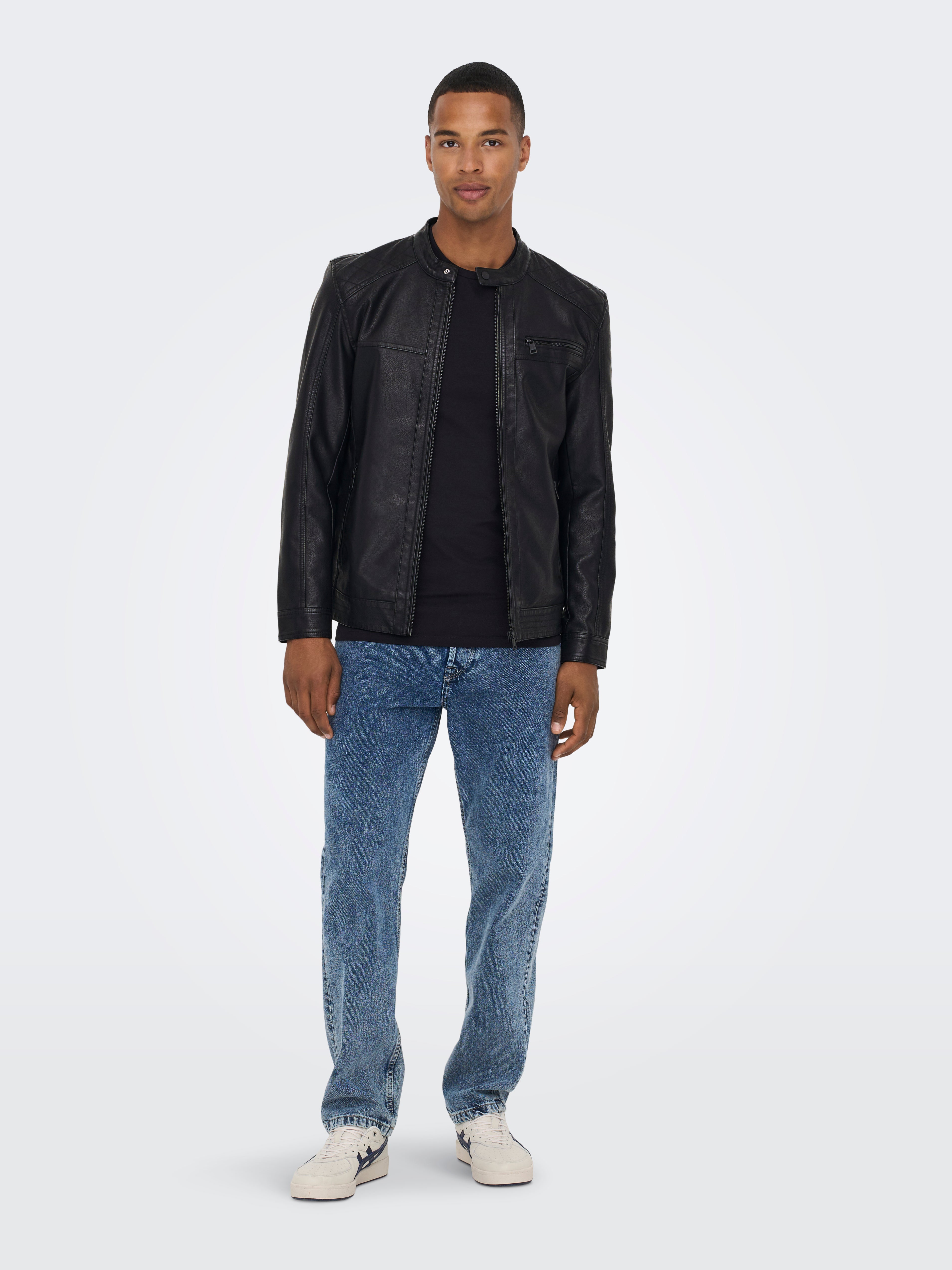 onsAL Kunstlederjacke Black