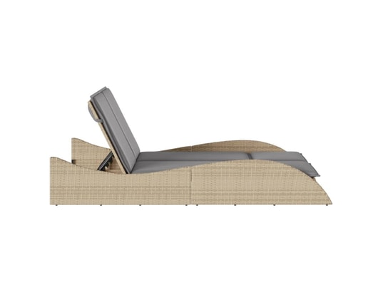 VIDAXL - Bain de soleil Chaise longue avec coussins beige 114x205x73 cm résine tress...