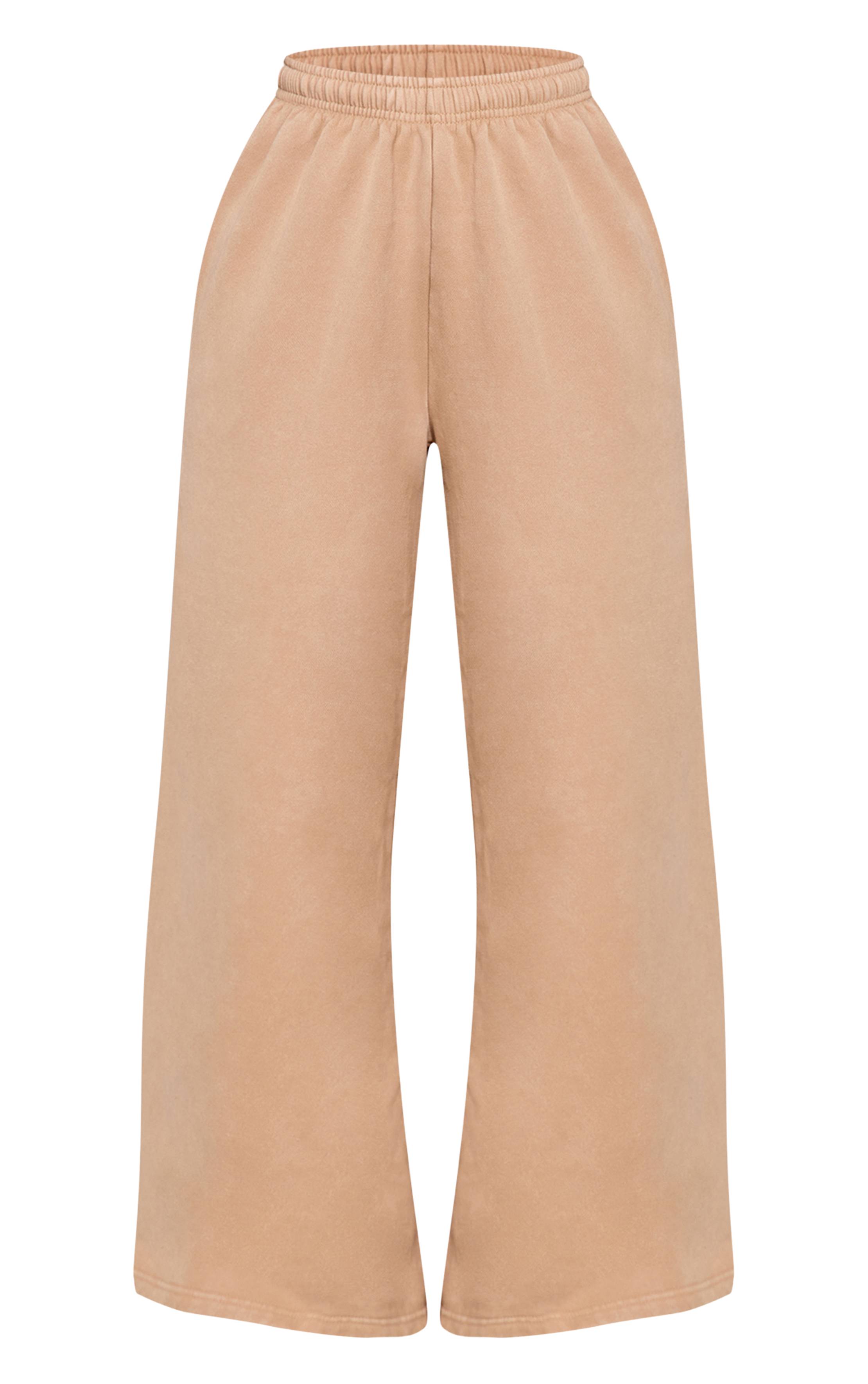 Beige Jogging Ample Petite Taille Jambes Larges Effet Délavé