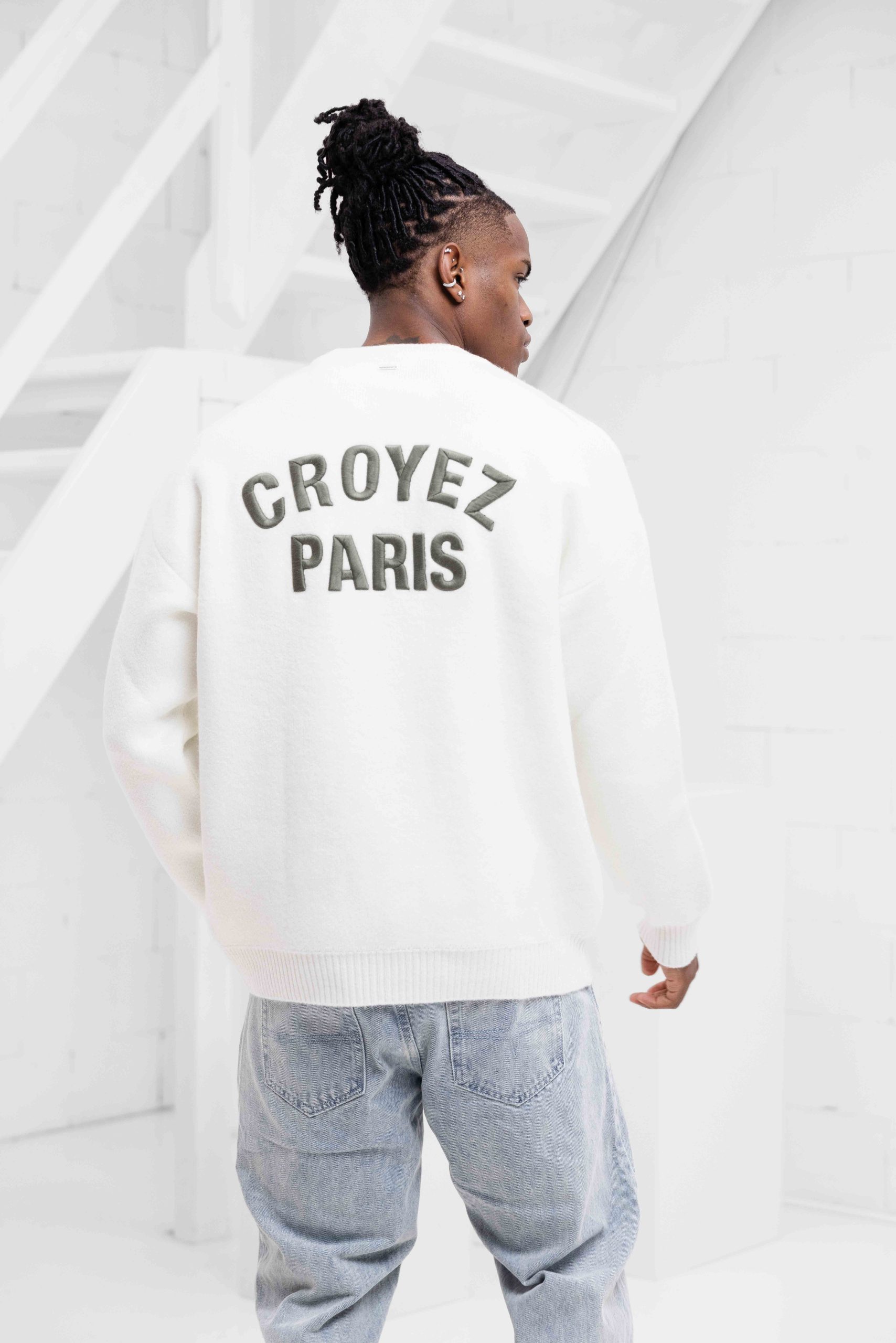 Croyez Paris Knit Sweater Heren Gebroken Wit