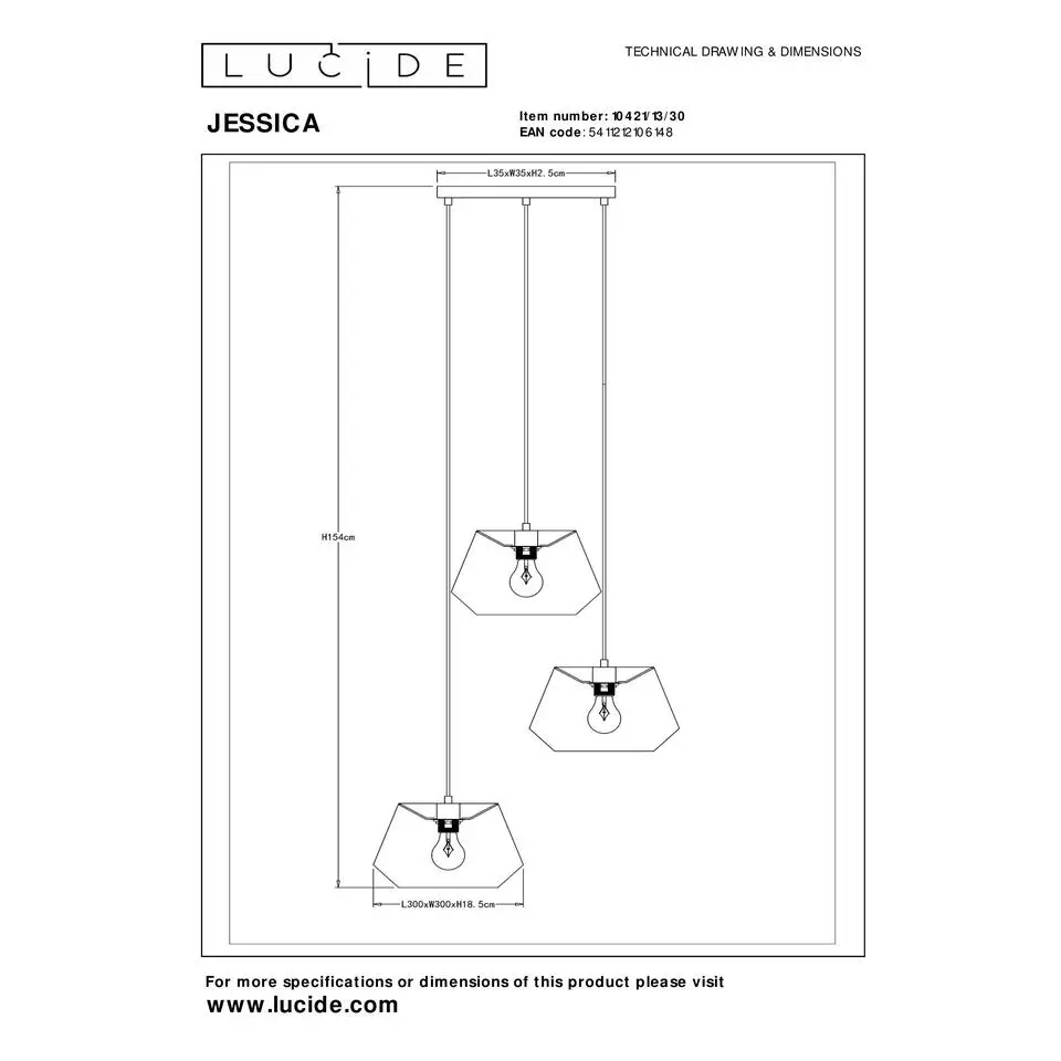 Lucide JESSICA Hanglamp - Zwart