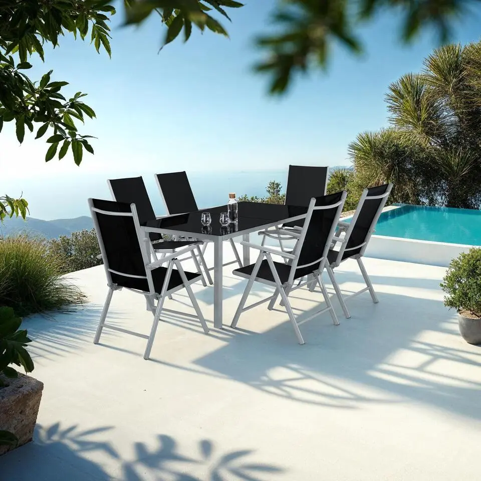 tectake Aluminium tuinset 6 1 - Zilver