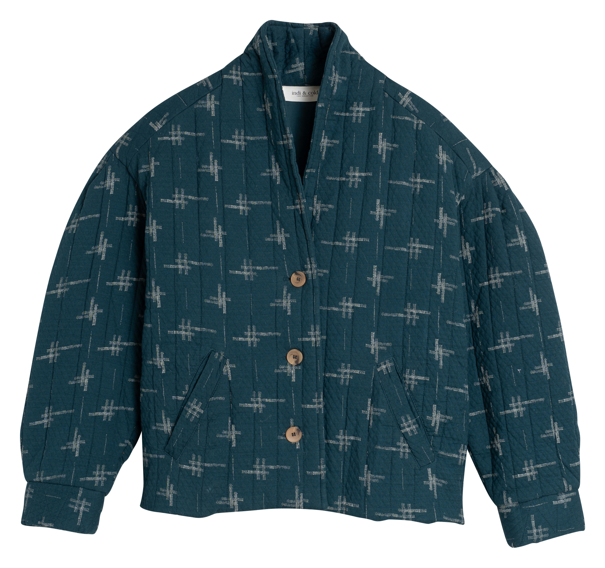Veste col kimono en coton bio | Bleu
