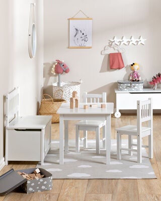 Alice & Fox LOVIS Bord og Stoler + Sofa med Oppbevaring, Hvit